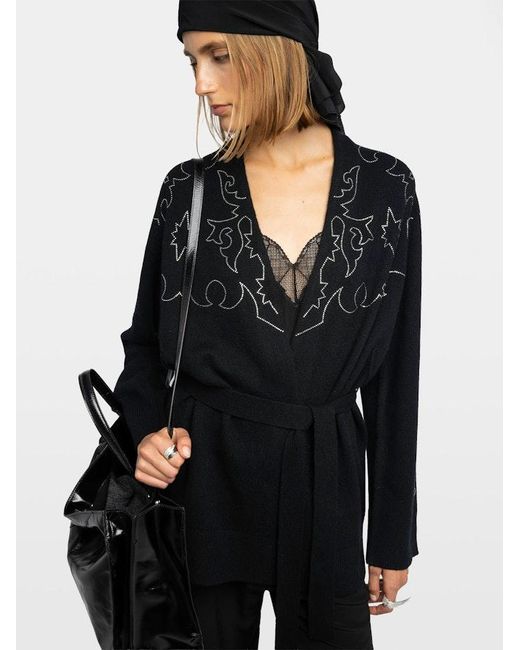 Zadig & Voltaire Black Cardigan Salomy 100% Cashmere