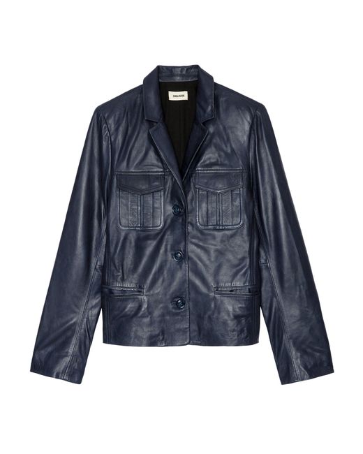 Zadig & Voltaire Blue Liams Leather Jacket