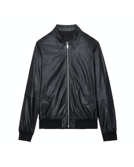 Zadig & Voltaire Black Mate Leather Jacket for men