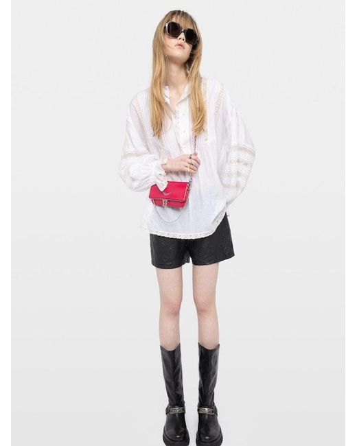 Zadig & Voltaire Pink Rock Mini Vintage Patent Clutch