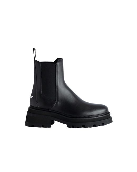 Zadig & Voltaire Black Ride Logo-Plaque Leather Chelsea Boots