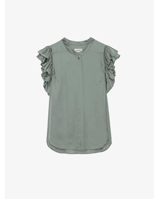 Zadig & Voltaire Green Tiza Satin Top