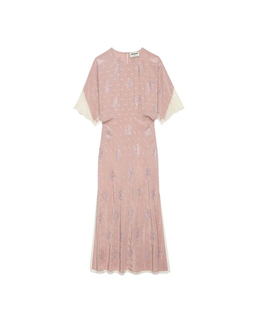 Zadig & Voltaire Pink Rey Silk Jacquard Dress