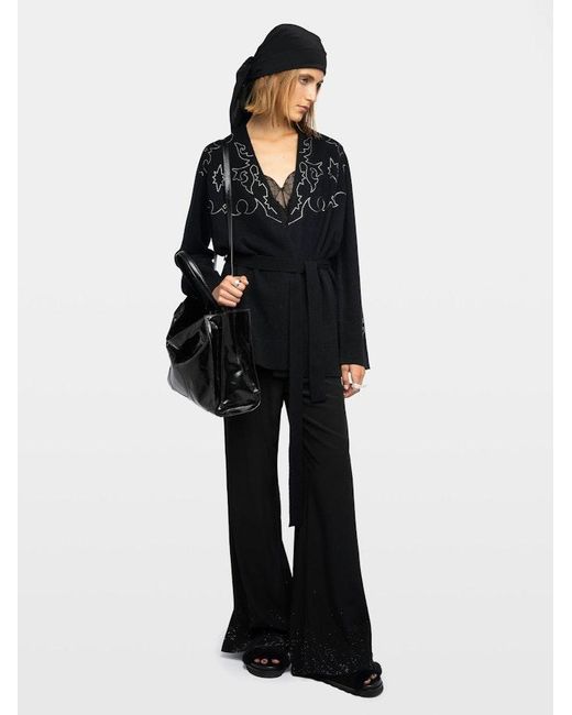 Zadig & Voltaire Black Cardigan Salomy 100% Cashmere