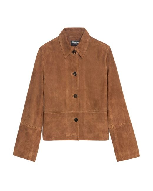 Blouson Lessa 100% Cuir Suede Cognac Zadig & Voltaire en coloris Brown