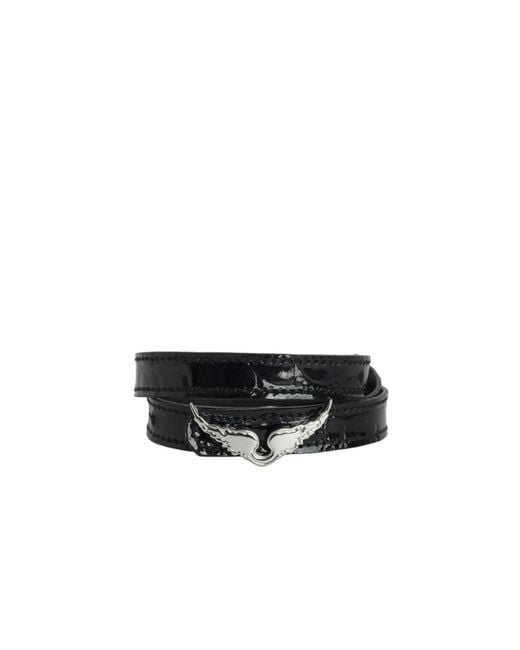 Zadig & Voltaire Black Bracelet Rock Croco