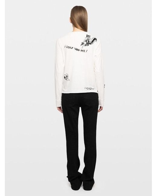 Zadig & Voltaire White Happy Henley T-Shirt