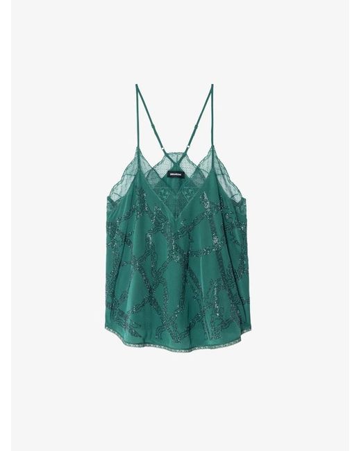 Zadig & Voltaire Green Christy Camisole 100% Silk