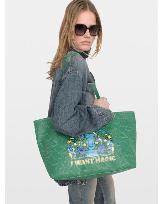 Zadig & Voltaire Green Z Shopper Xl Monogram Tag Bag
