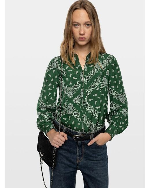 Zadig & Voltaire Green Twina Shirt 100% Silk