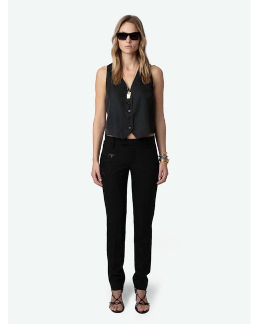 Zadig & Voltaire Black Emaux Satin Waistcoat