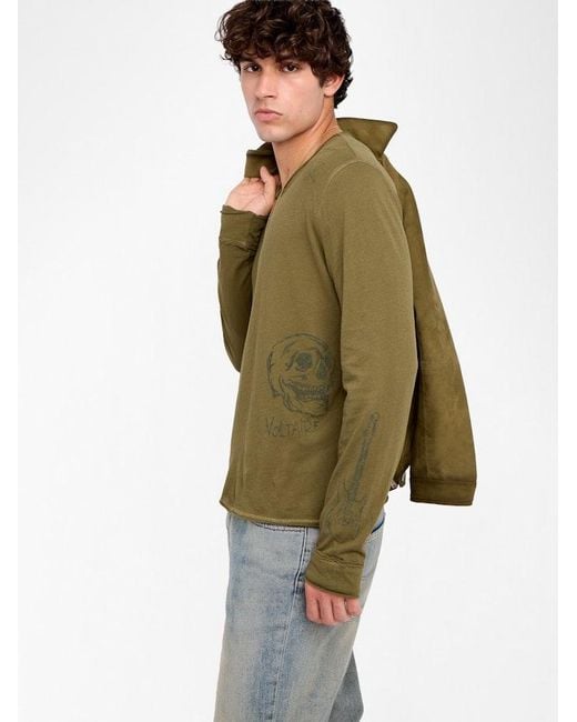 Zadig & Voltaire Green Monsatir Henley T-Shirt for men
