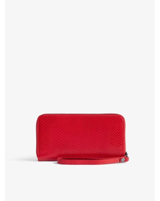 Zadig & Voltaire Red Compagnon Glossy Wild Embossed Wallet