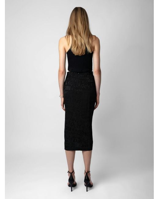 Zadig & Voltaire Black Jamelia Silk Jacquard Skirt
