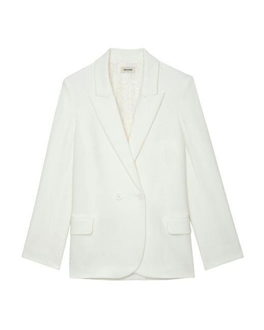 Zadig & Voltaire White Visit Peace & Love Diamanté Blazer