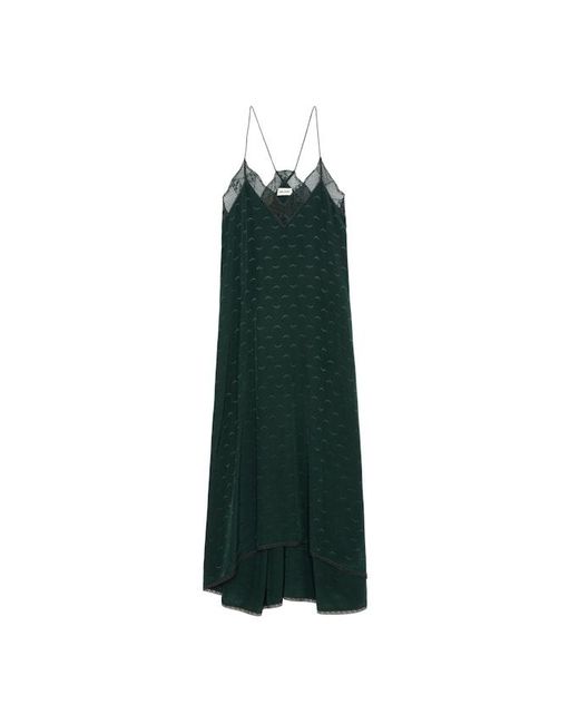 Zadig & Voltaire Green Risty Wings Silk Jacquard Dress