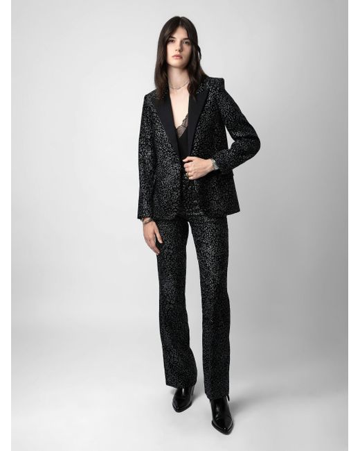 Pantalon piston velours glitter Zadig & Voltaire en coloris Black