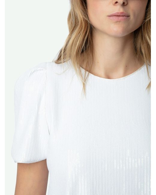 Zadig & Voltaire White Tchao Sequin Top