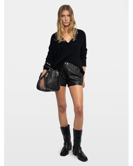 Zadig & Voltaire Black Pax Crinkled Leather Shorts