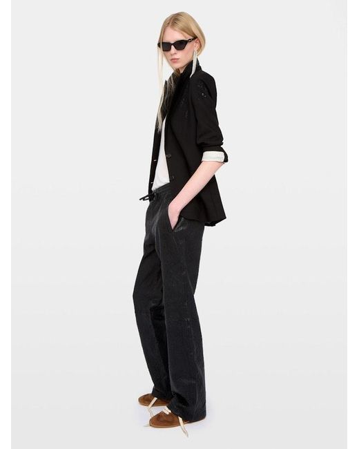 Zadig & Voltaire Black Pocha Crinkled Leather Trousers
