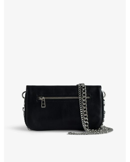 Zadig & Voltaire Black Rock Lucky Charm-embellished Nano Leather Clutch
