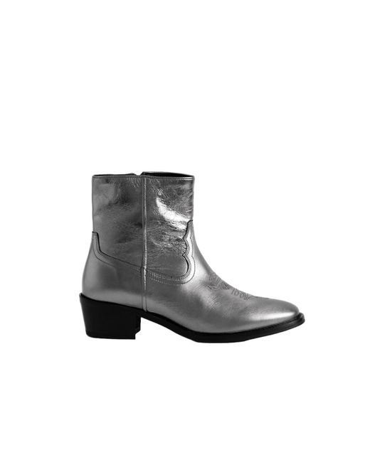 Zadig & Voltaire Gray Tex Low Vintage Metal Boots