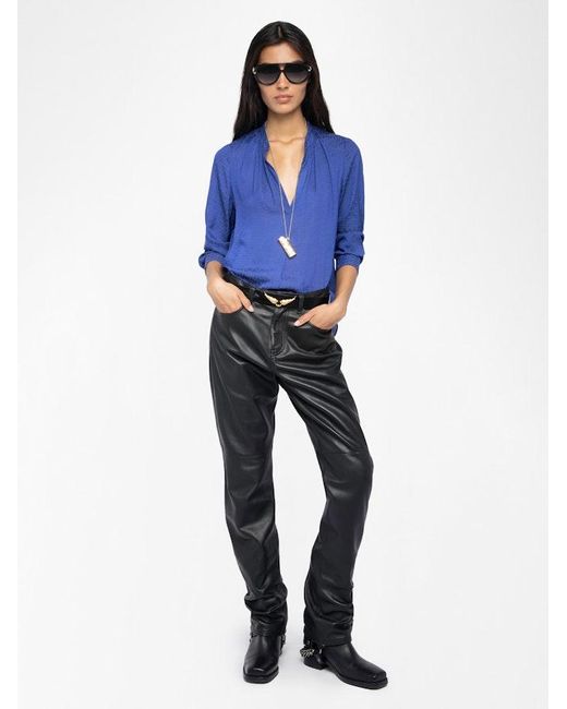 Zadig & Voltaire Blue Tink Satin Blouse