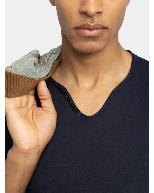 Zadig & Voltaire Blue Monastir Henley T-Shirt for men
