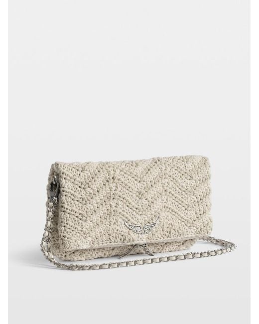 Zadig & Voltaire Gray Rock Macramé Clutch