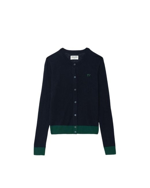Zadig & Voltaire Blue Missya Cardigan 100% Cashmere