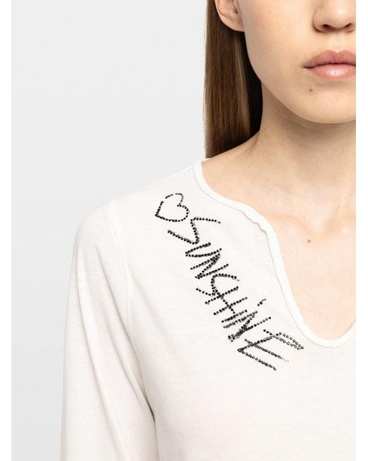 Zadig & Voltaire White Happy Henley T-Shirt