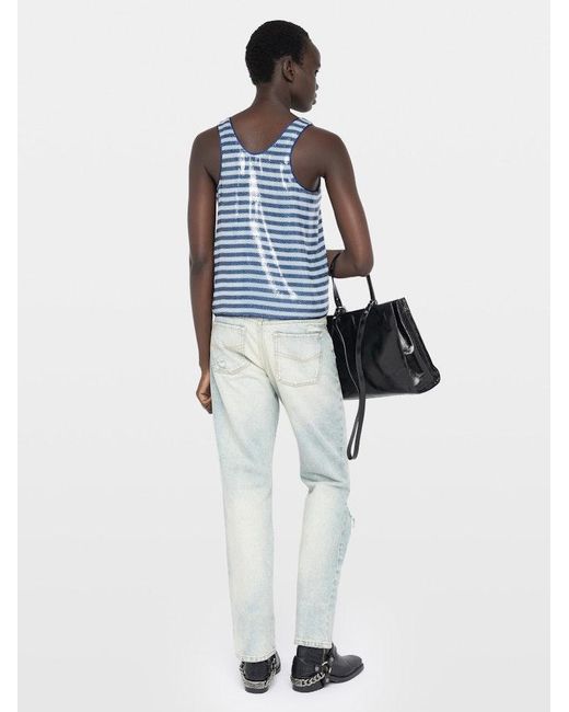 Zadig & Voltaire Blue Tarys Sequin Tank Top