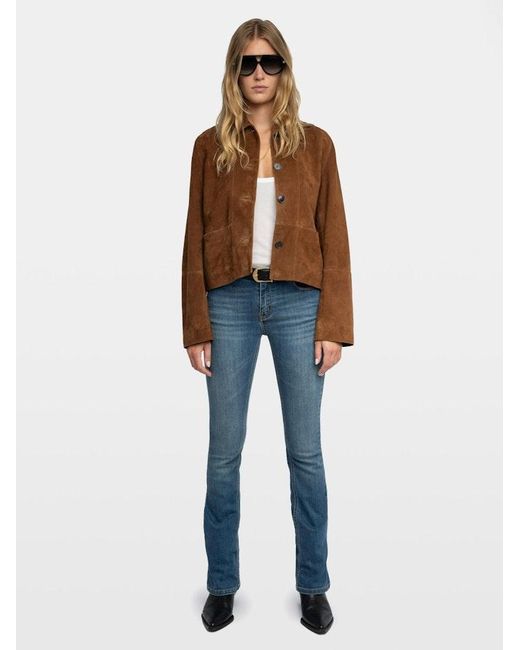 Zadig & Voltaire Brown Lessa Jacket 100% Suede Leather