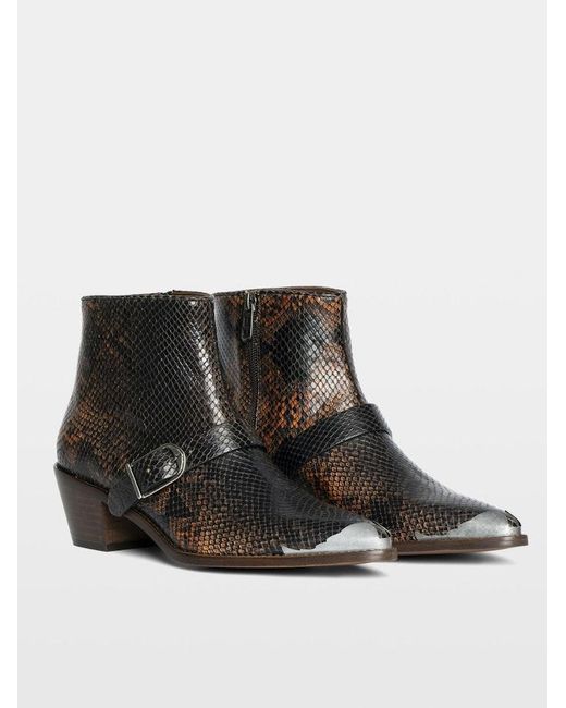 Zadig & Voltaire Black Tylow Wild Mirror Ankle Boots