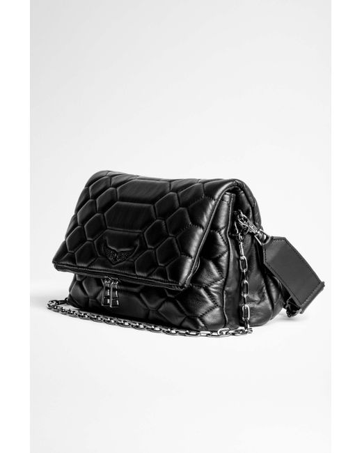 Zadig & Voltaire Leather Rocky Mat Xl Scale Bag in Black - Lyst