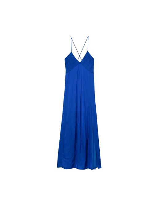 Zadig & Voltaire Blue Rayonne Satin Dress