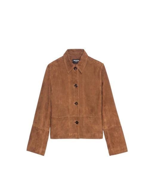 Zadig & Voltaire Brown Lessa Jacket 100% Suede Leather