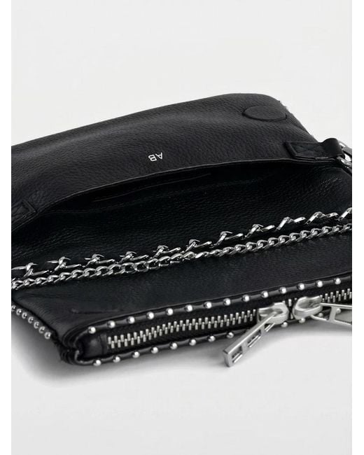 Zadig & Voltaire Black Rock Nano Studded Suede Clutch Bag