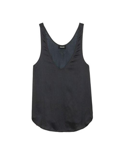Zadig & Voltaire Blue Tarys Satin Top