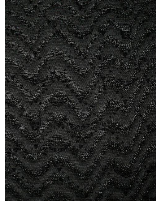 Zadig & Voltaire Black Patterned Jacquard Rectangular Signature Scarf