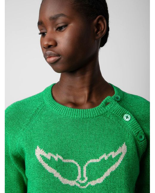 Zadig & Voltaire Green Pullover Regliss Wings