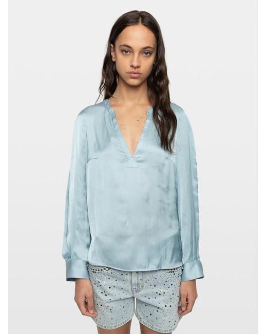 Zadig & Voltaire Blue Torny Satin Tunic