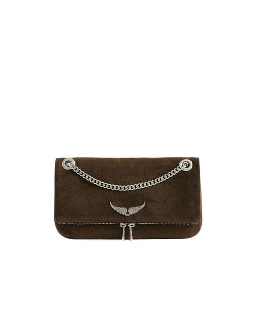 Zadig & Voltaire Brown Rock Ii Suede Clutch