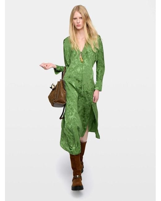 Zadig & Voltaire Women's Green Rouna Horse-Jacquard Tie Midi Dress -  www.ice4pros.com.br