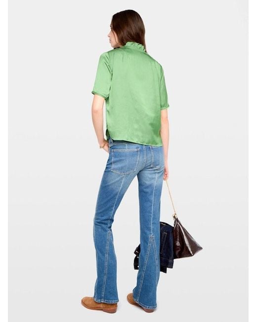 Zadig & Voltaire Green Topher Satin Top