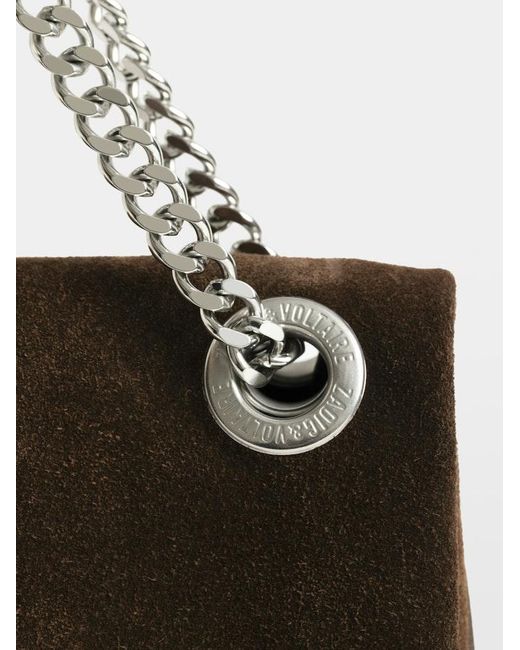 Zadig & Voltaire Brown Rock Ii Suede Clutch