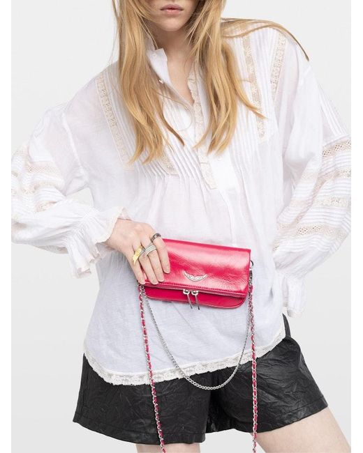 Zadig & Voltaire Pink Rock Mini Vintage Patent Clutch