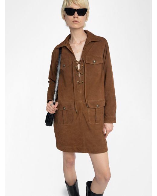 Zadig & Voltaire Brown Kleid Remacha Wildleder