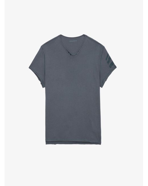 Zadig & Voltaire Gray Monasti Arrow Henley T-shirt for men
