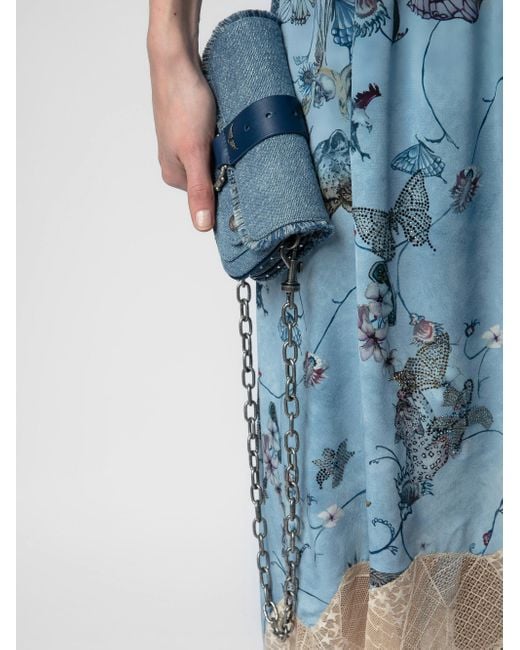 Zadig & Voltaire Blue Joslin Diamanté Silk Skirt